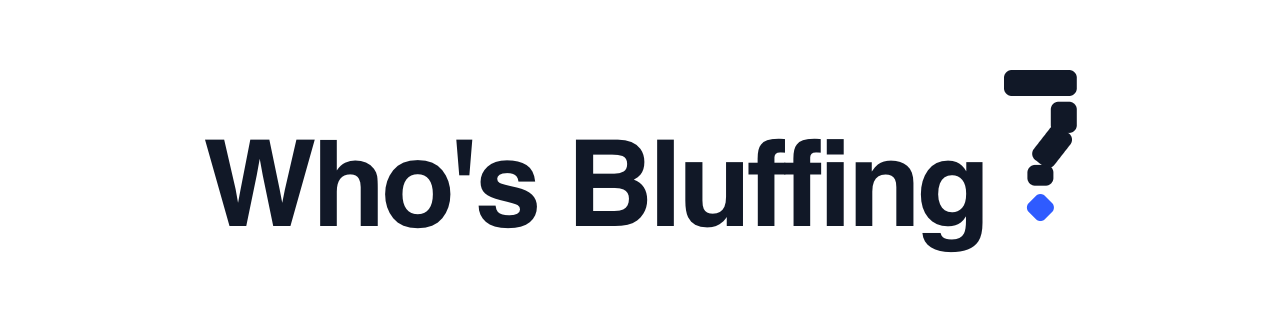 The Who's Bluffing? logo: the name, with the mark as its question mark